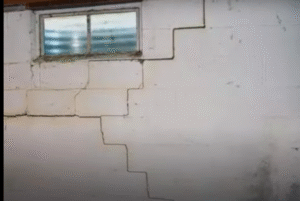 Cracked walls caused leaking in this Brick NJ home. The homeowner called us in to do a full basement waterproofing and foundation repair.