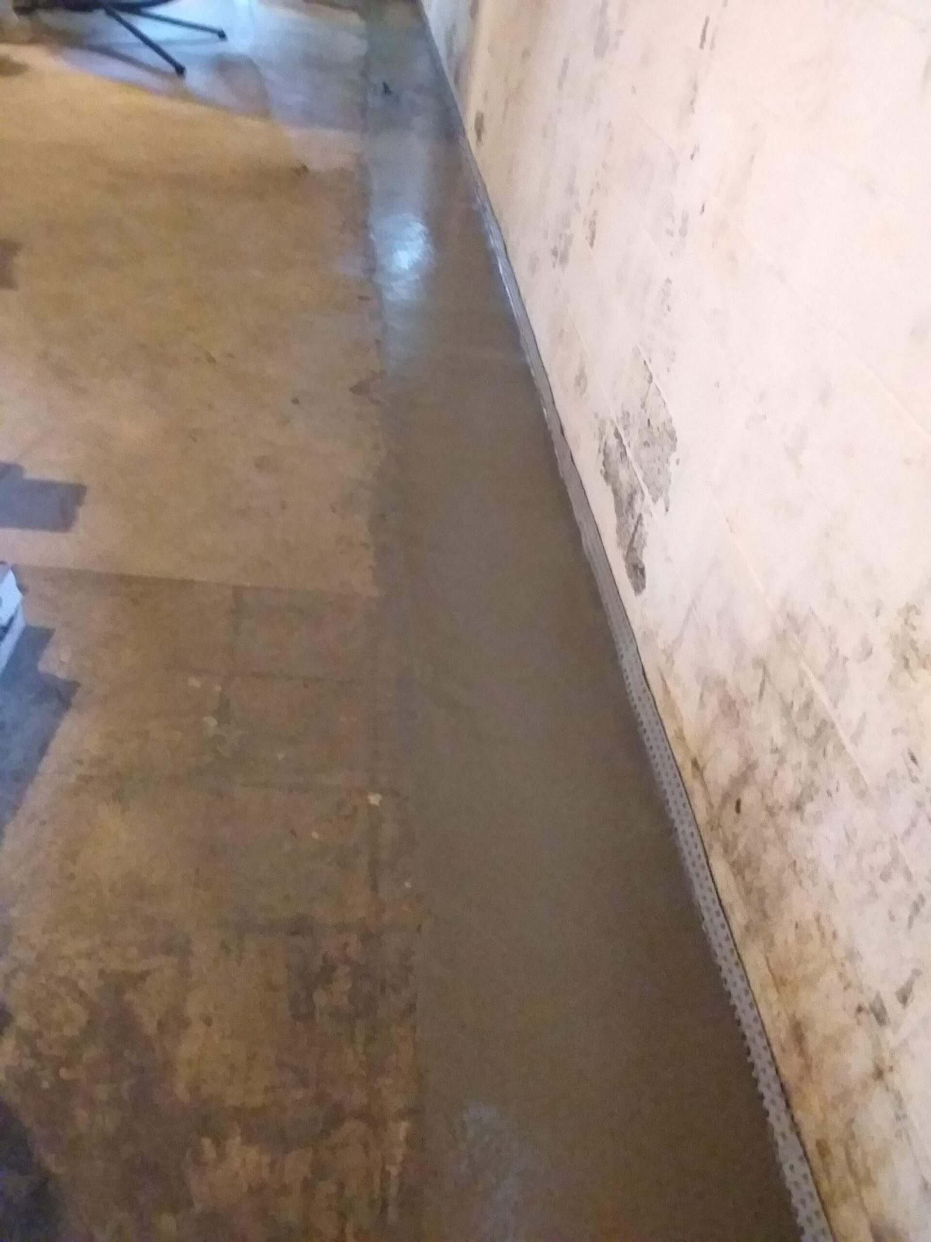 Finished drain trench for basement waterproofing in Hazelton PA