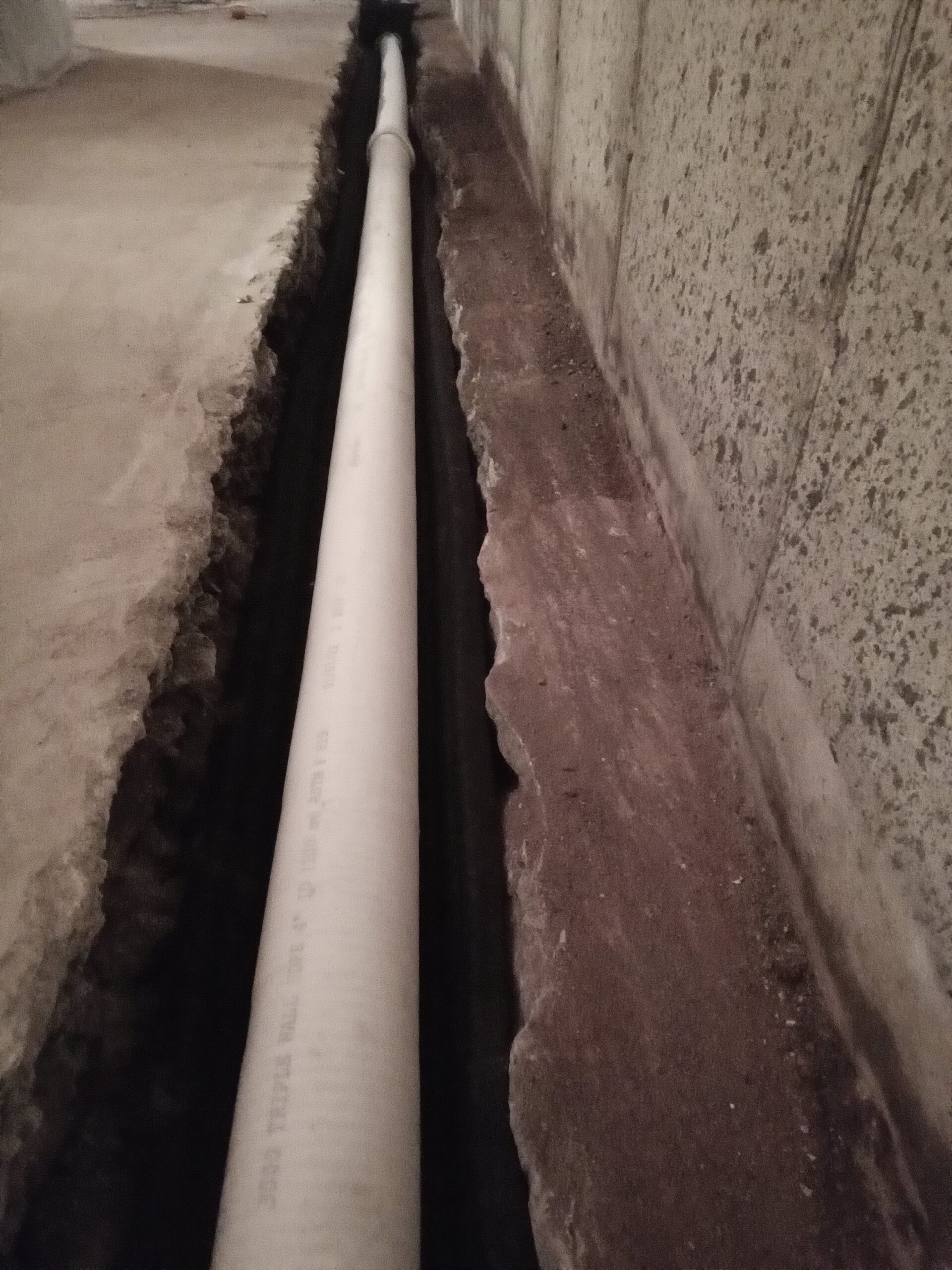 Drainage for basement waterprooing at a home in Shamokin PA.