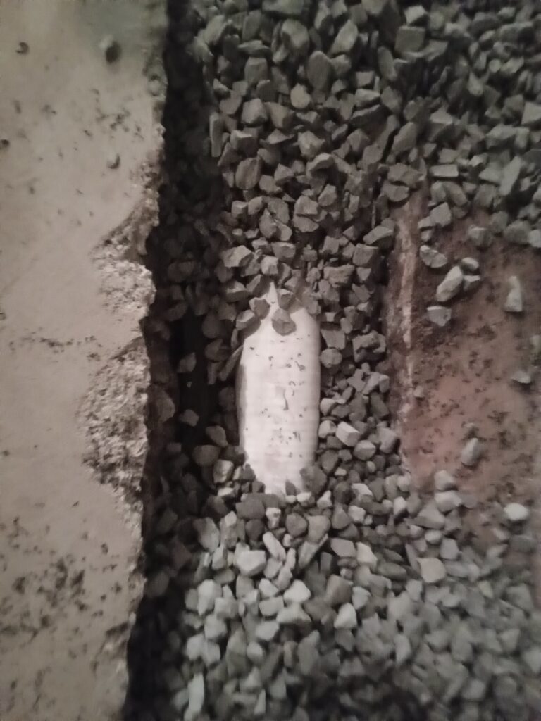 Drain pipe of a basement waterproofing system in Sunbury PA.