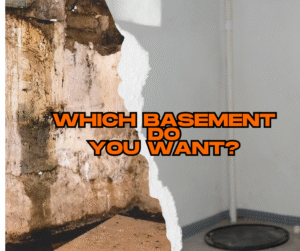 Before and after photo of a basement waterproofing in Wayne NJ.
