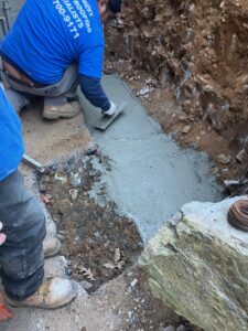 Cement poured as part of a basement waterproofing in Greencastle PA