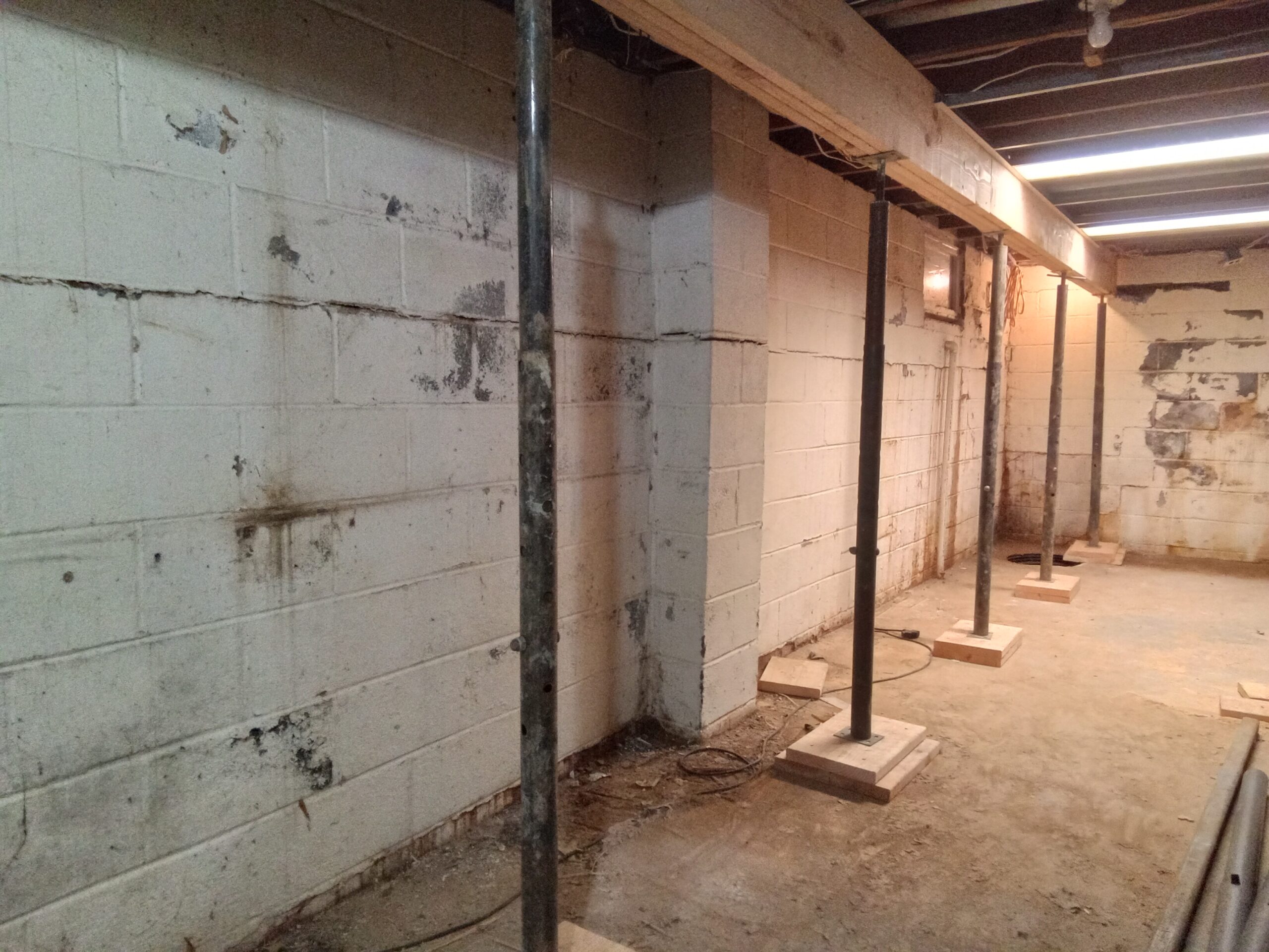Wall fix as part of a basement waterproofing in Somerville NJ.