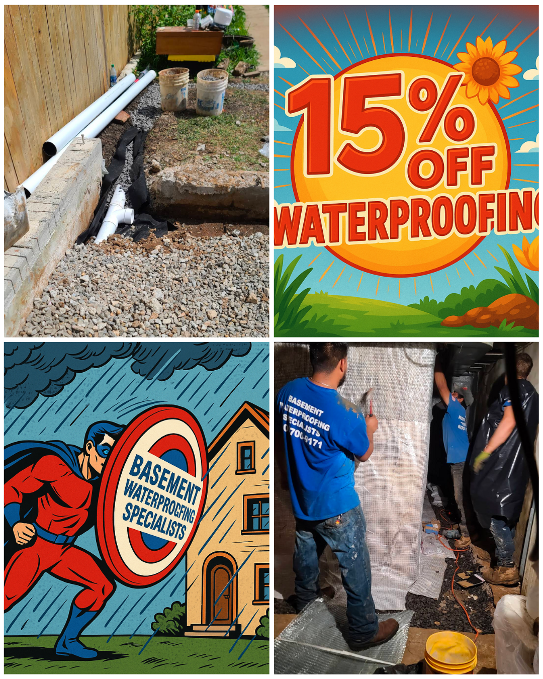 Interior and exterior basement waterproofing in Waynesboro PA.