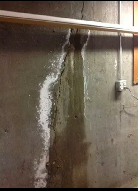 Vertical crack in basement wall. 