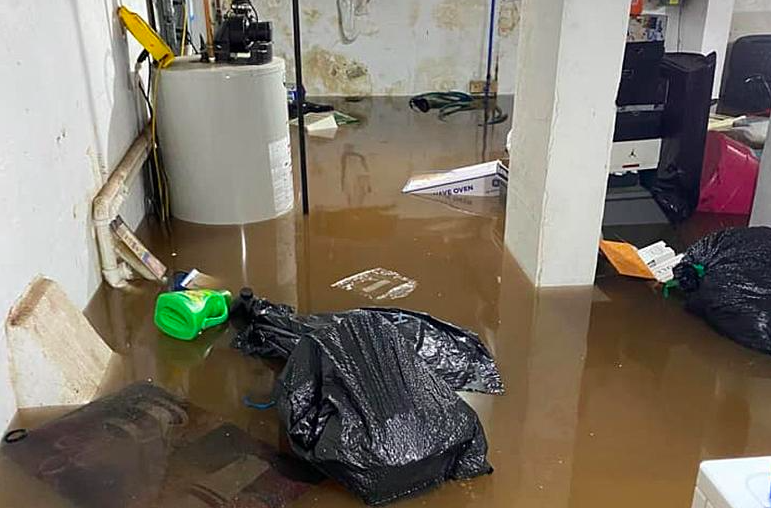 flooded basement caused by sump pump failure in Princeton