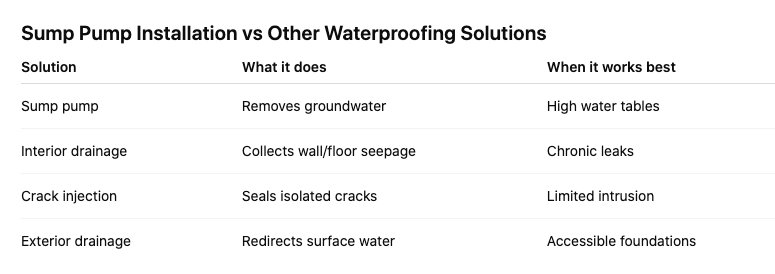 sump pump vs basement waterproofing