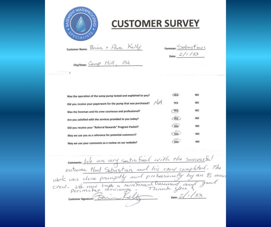 Perimeter drainage system review from Camp Hill PA