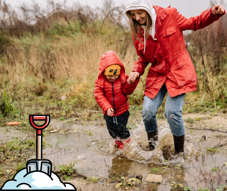 Yard flooded by melted snow
