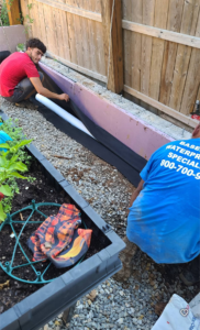 French drain perforated pipe installation