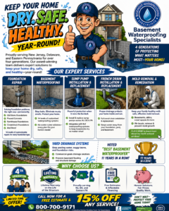 basement waterproofing specialists services infographic