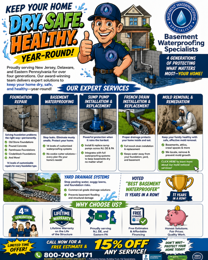 basement waterproofing specialists services infographic