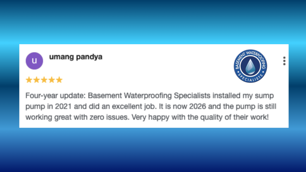 google review of basement waterproofing in new cumberland pa