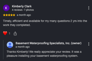 customer review of long lasting basement waterproofing results