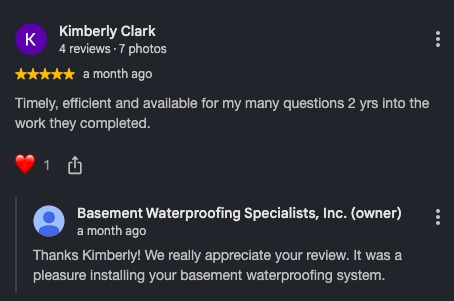 customer review of long lasting basement waterproofing results
